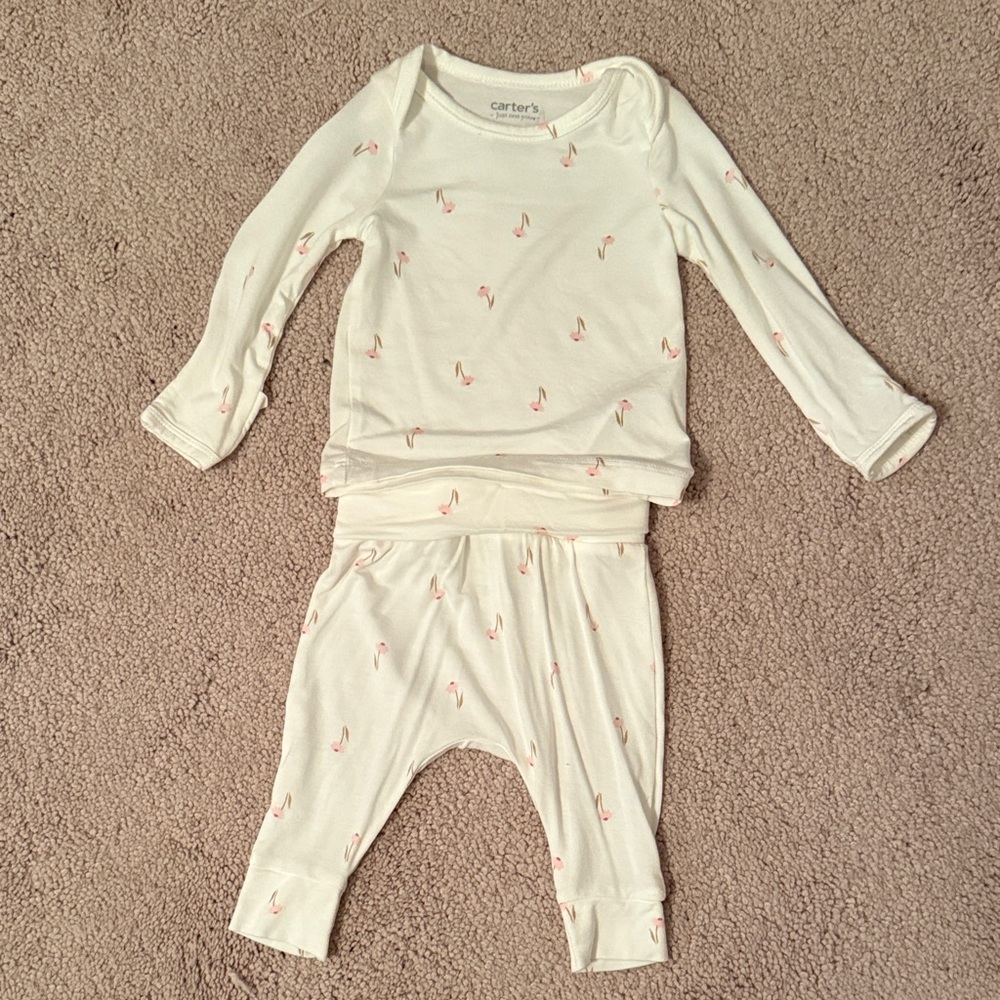Carter's 3 Month Cream Outfit with pink flowers